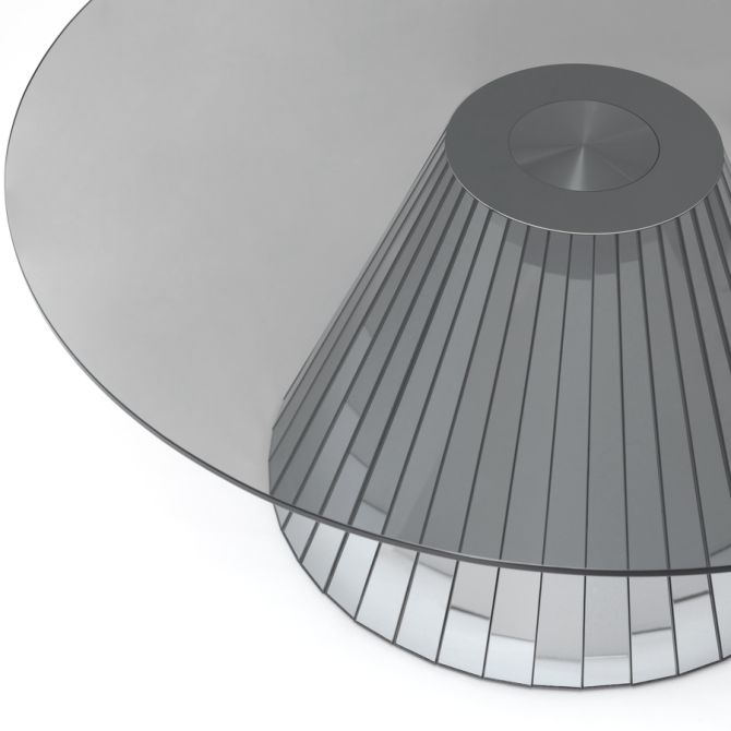 Tabla de café de vidrio de círculo de espejo moderno para sala de estar contemporánea 64x64 4