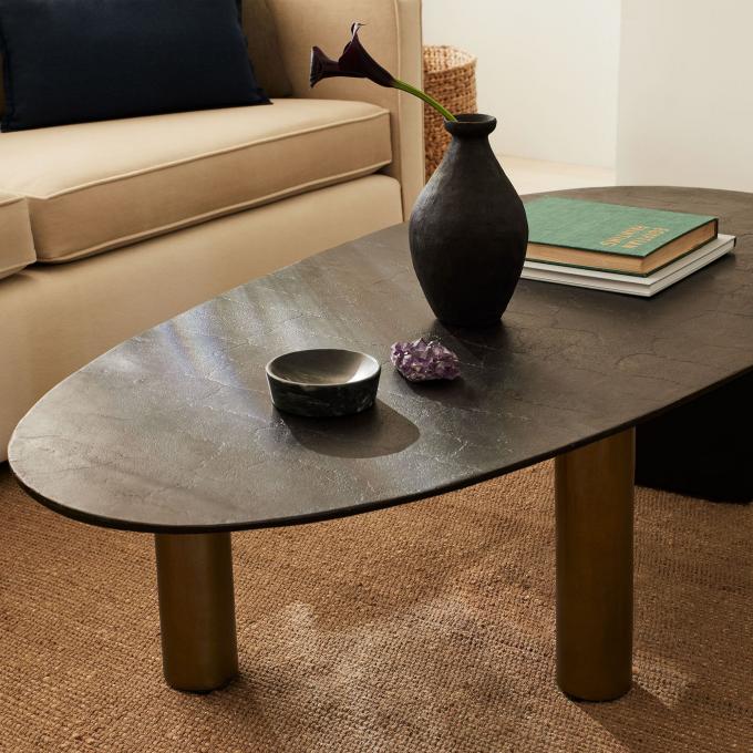 Modern Metal Top vidrio Oval Mesa de café Marrón con piernas de acero inoxidable 4