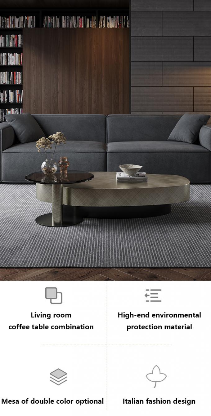 Mesa de café redonda contemporánea de acero inoxidable OEM con base metálica 0