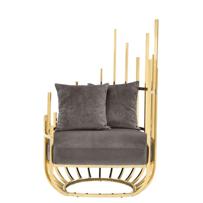 Eichholtz Santorini Sofá de terciopelo asiento de silla con marco y piernas de acero inoxidable 0