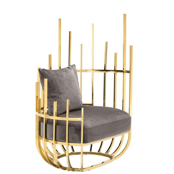 Eichholtz Santorini Sofá de terciopelo asiento de silla con marco y piernas de acero inoxidable 2