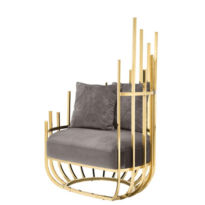 Eichholtz Santorini Sofá de terciopelo asiento de silla con marco y piernas de acero inoxidable 1