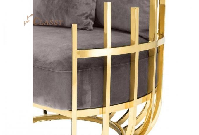 Eichholtz Santorini Sofá de terciopelo asiento de silla con marco y piernas de acero inoxidable 5
