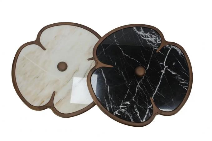 Mesa de centro de mármol redondo de madera para diseño de trébol de sala de estar 3