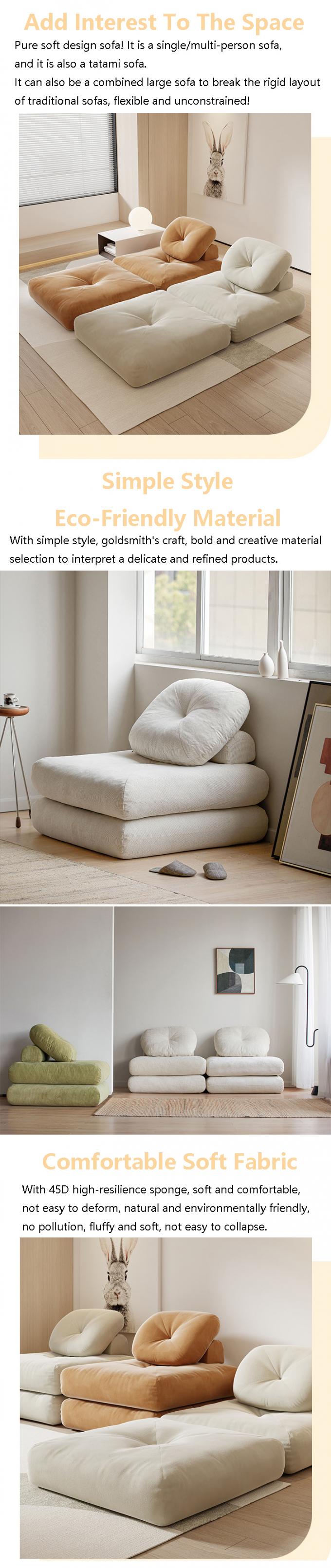 Sofá de cama reclinable convertible seccional Sofá Tatami con tela de terciopelo 1