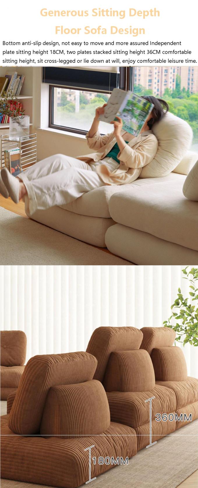 Sofá de cama reclinable convertible seccional Sofá Tatami con tela de terciopelo 4