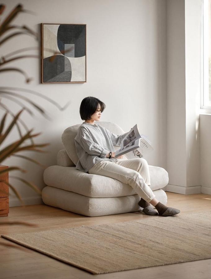 Sofá de cama reclinable convertible seccional Sofá Tatami con tela de terciopelo 8