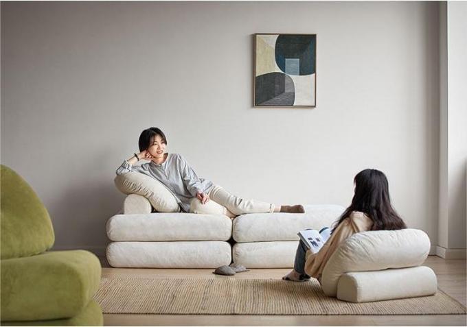Sofá de cama reclinable convertible seccional Sofá Tatami con tela de terciopelo 10