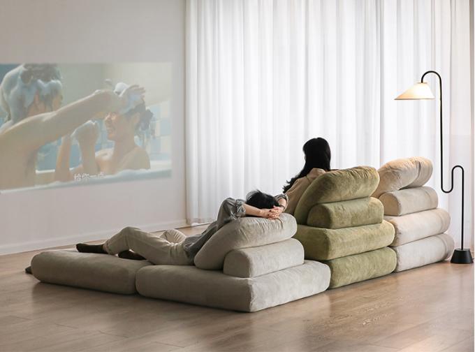 Sofá de cama reclinable convertible seccional Sofá Tatami con tela de terciopelo 11