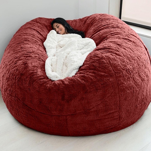 Silla de salón con bolsas de frijoles gigantes de 7 pies de altura de tela de piel falsa suave de EPS 5