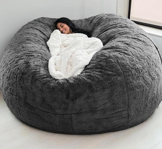 Silla de salón con bolsas de frijoles gigantes de 7 pies de altura de tela de piel falsa suave de EPS 6