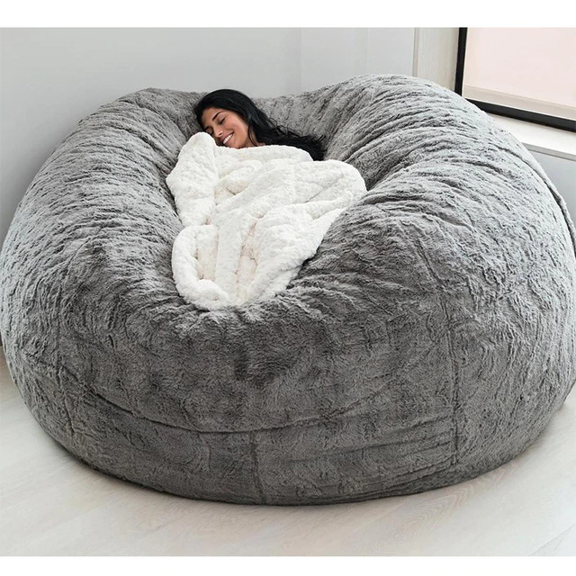 Silla de salón con bolsas de frijoles gigantes de 7 pies de altura de tela de piel falsa suave de EPS 7