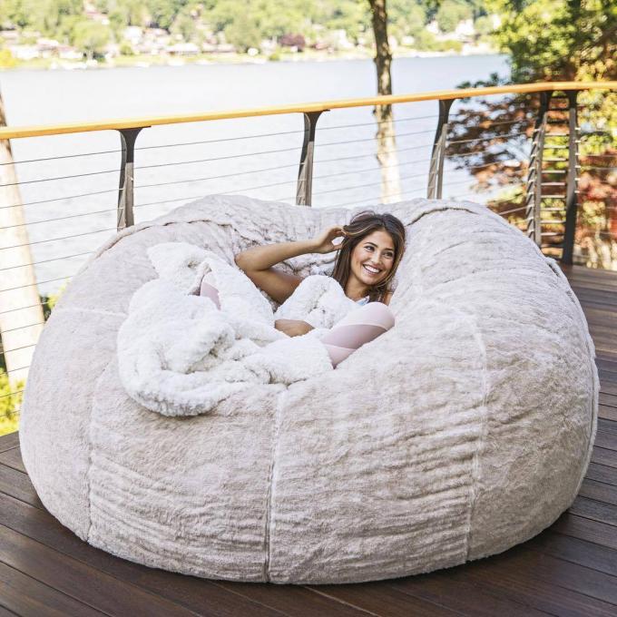 Silla de salón con bolsas de frijoles gigantes de 7 pies de altura de tela de piel falsa suave de EPS 9