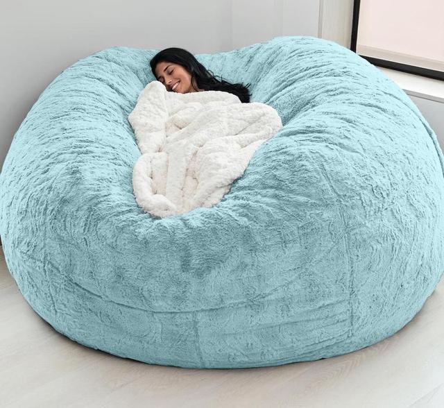 Silla de salón con bolsas de frijoles gigantes de 7 pies de altura de tela de piel falsa suave de EPS 12
