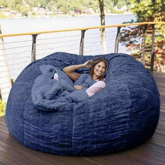 Silla de salón con bolsas de frijoles gigantes de 7 pies de altura de tela de piel falsa suave de EPS 11