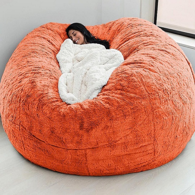 Silla de salón con bolsas de frijoles gigantes de 7 pies de altura de tela de piel falsa suave de EPS 13