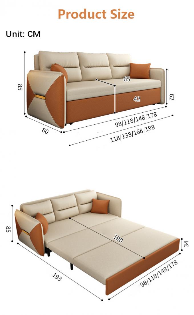 Muebles de sala de estar Sofá convertible cama Loveseat Sleeper Tapa de tela 7