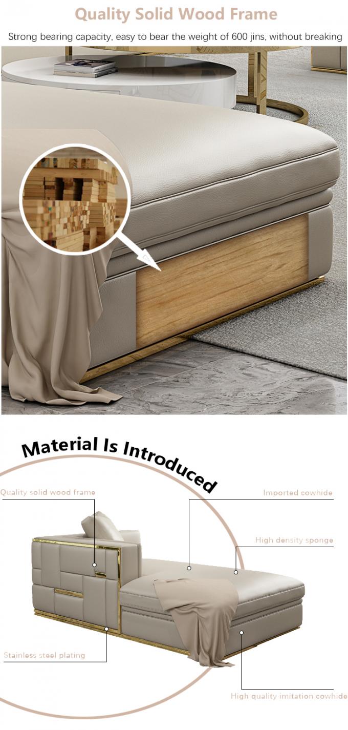 Sofá de teca de madera maciza de 7 asientos Set de salón modular con tapicería de cuero 7