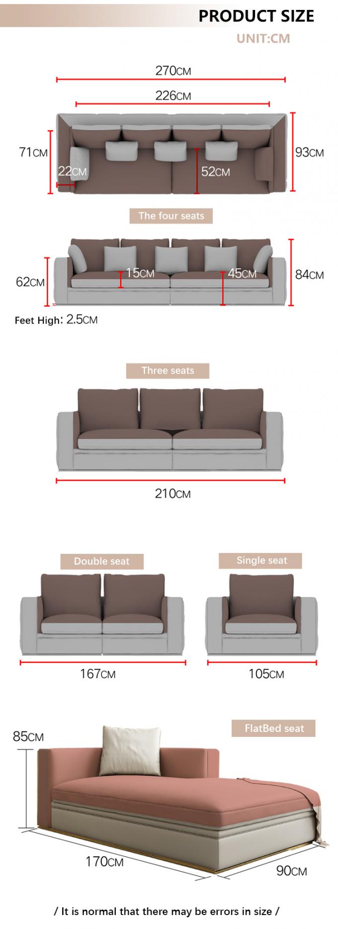 Sofá de teca de madera maciza de 7 asientos Set de salón modular con tapicería de cuero 8