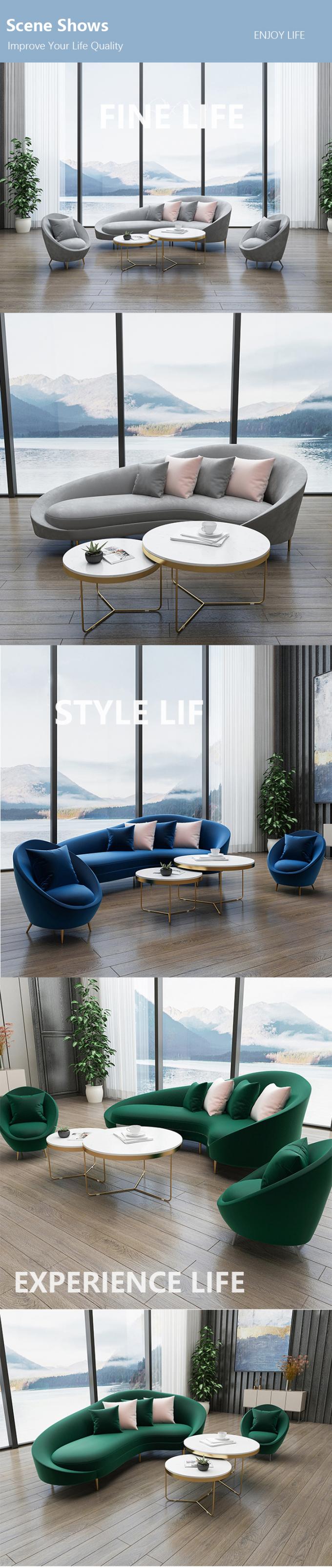 Silla de recepción con tamaño personalizado y sofá de terciopelo de tres asientos 5