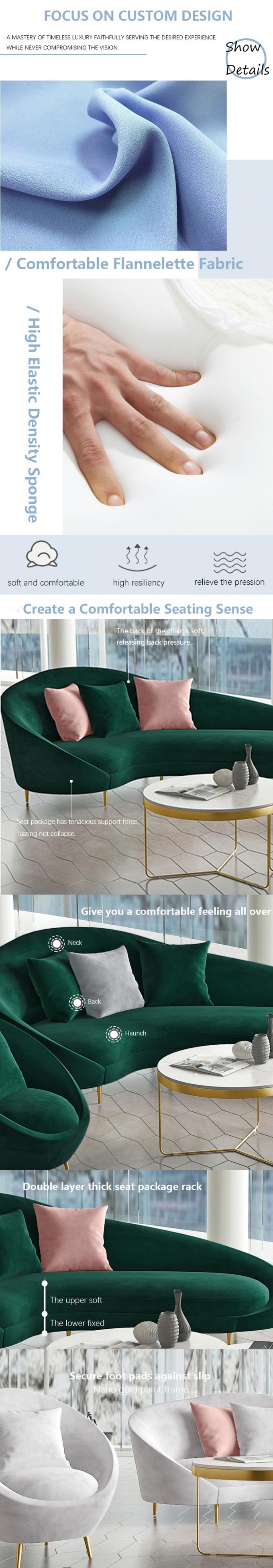 Silla de recepción con tamaño personalizado y sofá de terciopelo de tres asientos 6