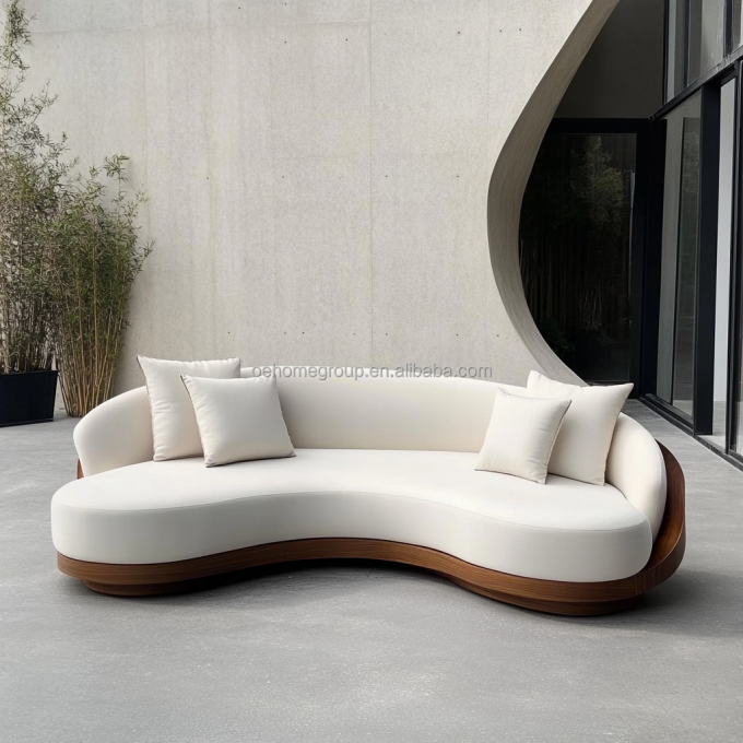 Sofá de terciopelo italiano de tela de ocio Conjunto de sofá curvo moderno Sofá único de sala de estar para salón moderno 1