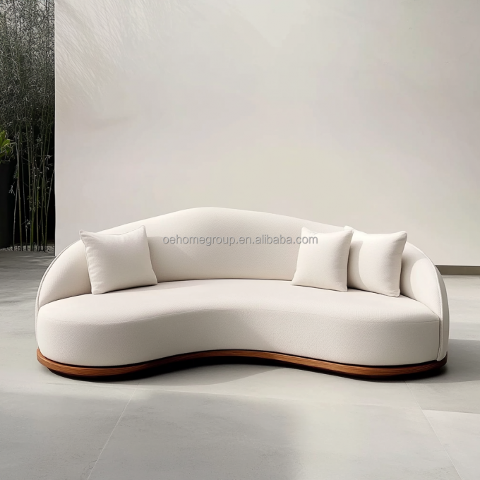 Sofá de terciopelo italiano de tela de ocio Conjunto de sofá curvo moderno Sofá único de sala de estar para salón moderno 5