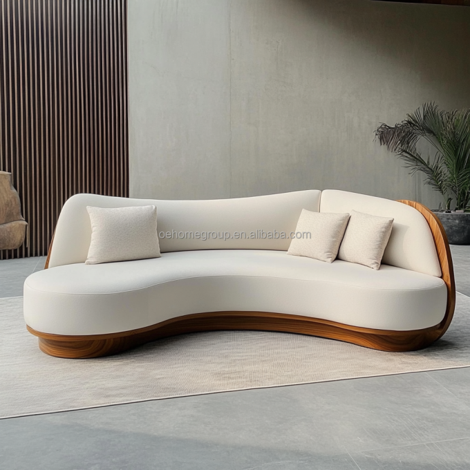 Sofá de terciopelo italiano de tela de ocio Conjunto de sofá curvo moderno Sofá único de sala de estar para salón moderno 6