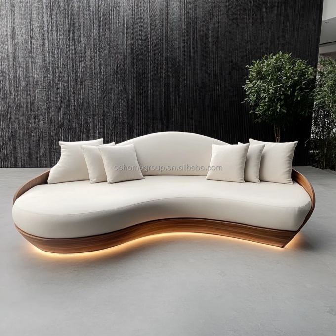 Muebles de sala de estar Sofá de terciopelo nórdico Lujo ligero Sofá de dos plazas creativo con material de revestimiento de tela 6