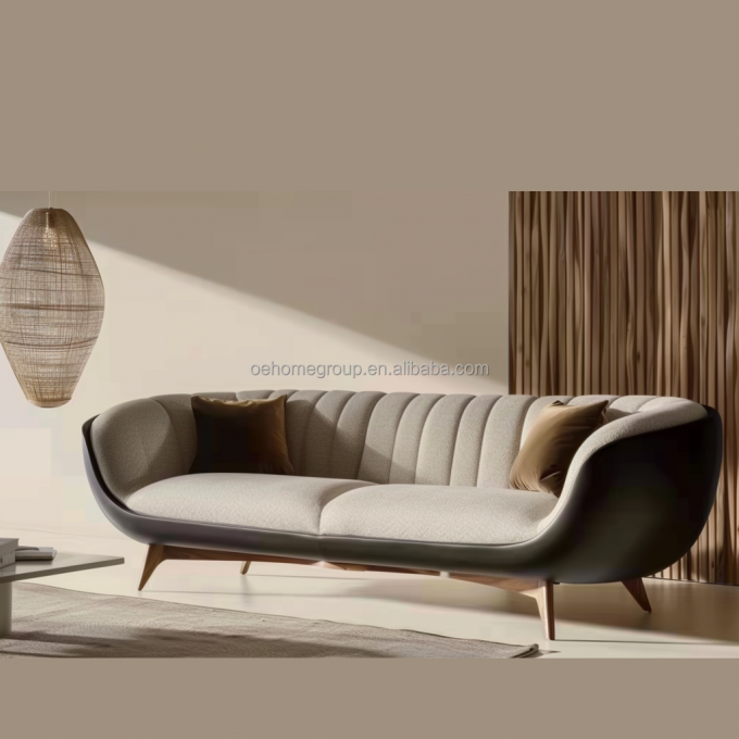 Sofá moderno tapizado de 2 a 3 asientos Luz Salón de lujo Salón de estar Sofá de cama Sofá de cuero Muebles 1