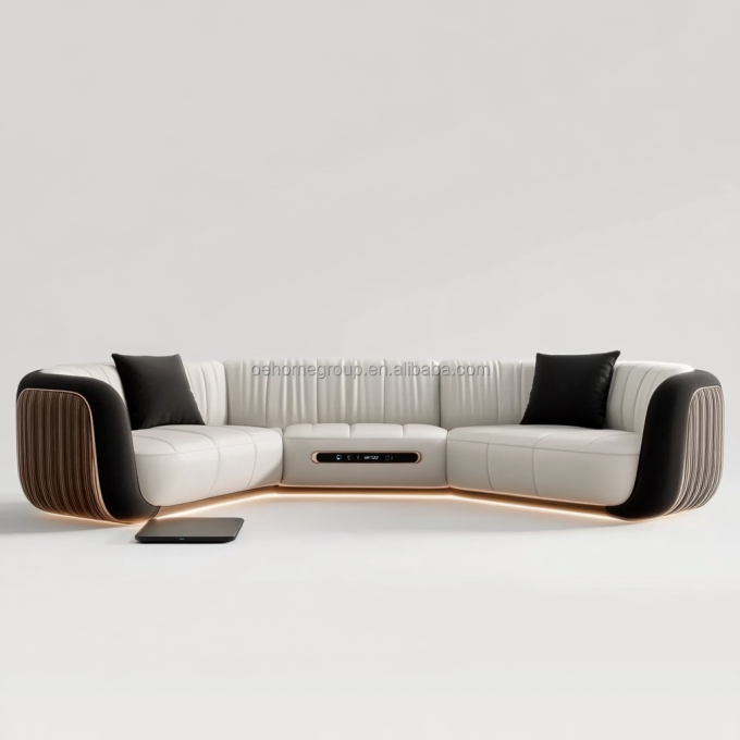 Sofá moderno tapizado de 2 a 3 asientos Luz Salón de lujo Salón de estar Sofá de cama Sofá de cuero Muebles 2