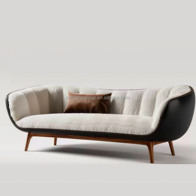 Sofá seccional blanco moderno con patas de madera maciza, complemento perfecto para los muebles de la sala de estar del hogar 4