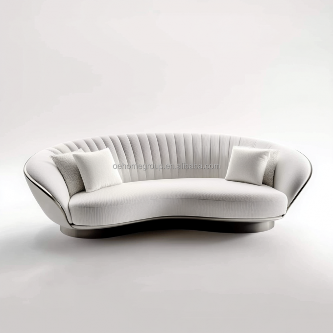Sofá modular curvo de lujo con diseño moderno y base de madera de nogal para muebles de dormitorio de hotel y diseño de interiores 1