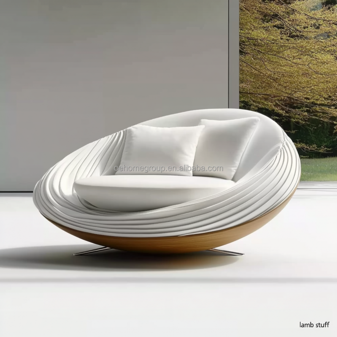Sofá modular curvo de lujo con diseño moderno y base de madera de nogal para muebles de dormitorio de hotel y diseño de interiores 4