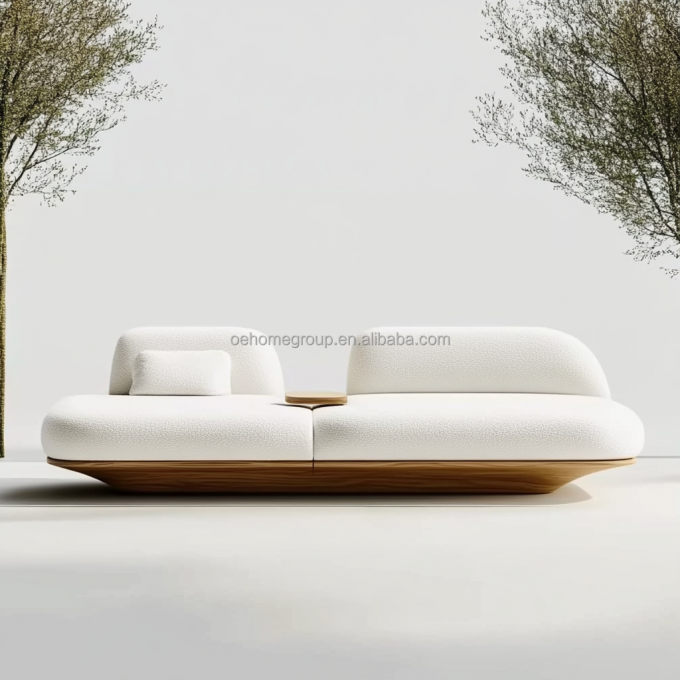 Sofá modular curvo de lujo con diseño moderno y base de madera de nogal para muebles de dormitorio de hotel y diseño de interiores 5