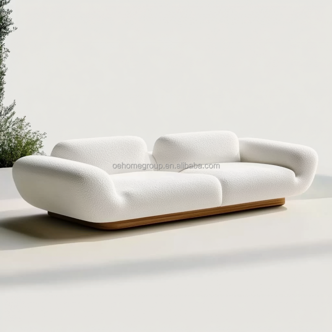 Sofá modular curvo de lujo con diseño moderno y base de madera de nogal para muebles de dormitorio de hotel y diseño de interiores 6