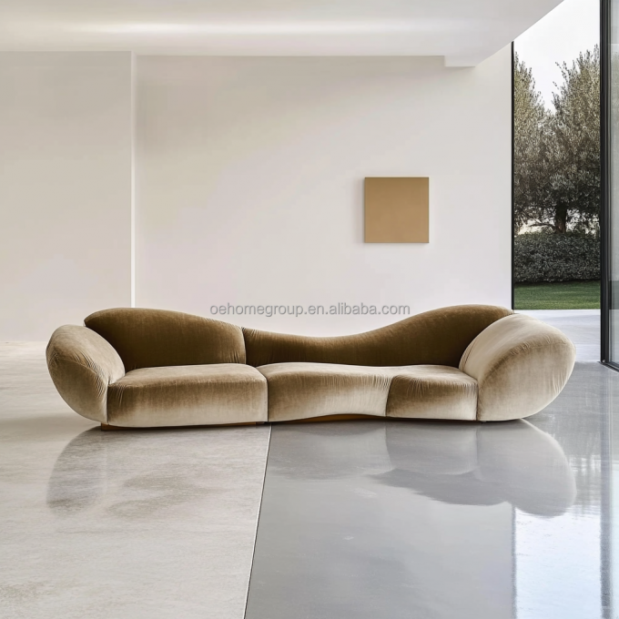 Sofá esquinero de terciopelo, diseño moderno, sala de estar en forma de U, hotel, combinación modular de lujo ligero 1