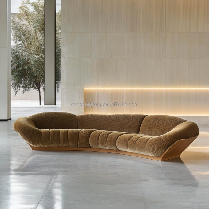 Sofá esquinero de terciopelo, diseño moderno, sala de estar en forma de U, hotel, combinación modular de lujo ligero 3