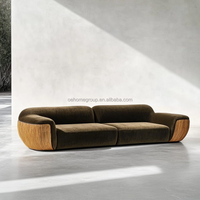 Sofá esquinero de terciopelo, diseño moderno, sala de estar en forma de U, hotel, combinación modular de lujo ligero 4