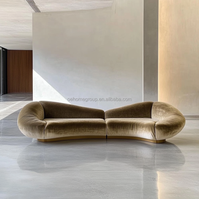 Sofá esquinero de terciopelo, diseño moderno, sala de estar en forma de U, hotel, combinación modular de lujo ligero 6