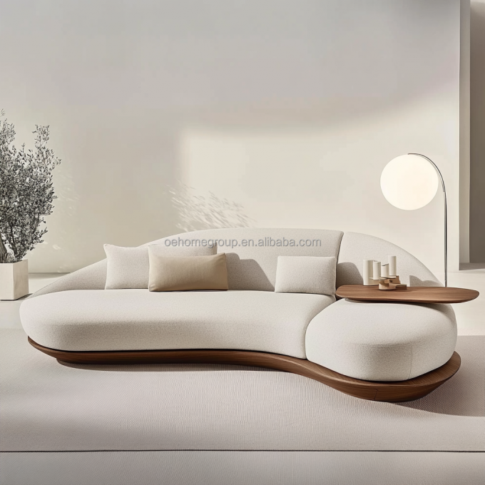 Sofá esquinero moderno con respaldo capitoné, suelo de madera de nogal, diseño de pata esquinera de forma especial y tecnología de concubina imperial 4