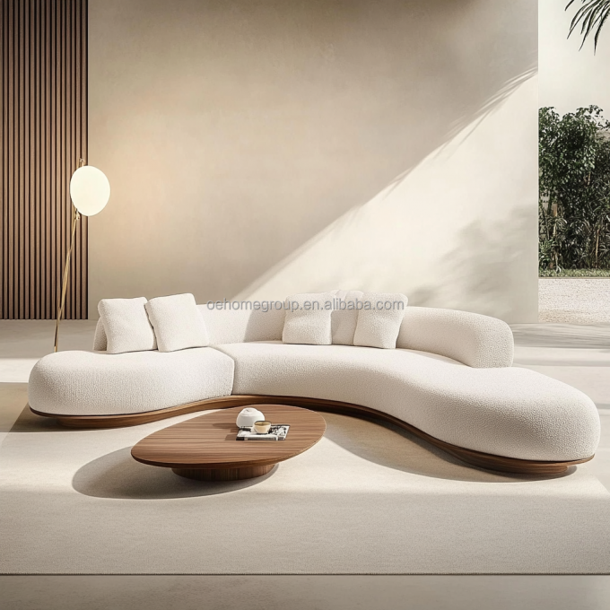 2 Sofás reclinables color nogal al estilo japonés Wabi-sabi para el diseño de sala de estar moderna y juego de muebles para el hogar 3