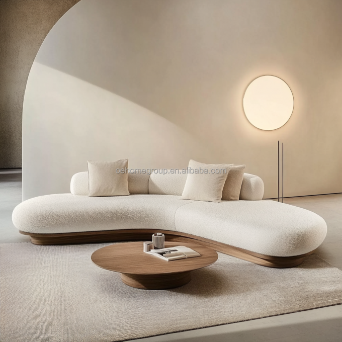 2 Sofás reclinables color nogal al estilo japonés Wabi-sabi para el diseño de sala de estar moderna y juego de muebles para el hogar 4