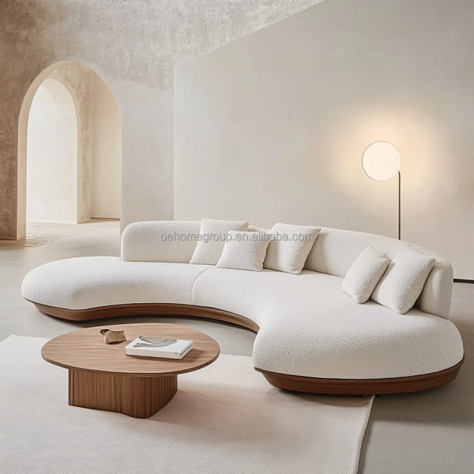 2 Sofás reclinables color nogal al estilo japonés Wabi-sabi para el diseño de sala de estar moderna y juego de muebles para el hogar 5