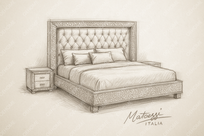 Últimos diseños de muebles de dormitorio, cama tapizada con espejo de lujo con diamantes de cristal, tamaño King/Queen para hoteles y villas 1