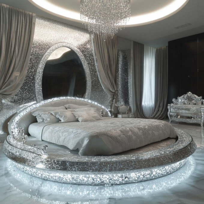 Queen Size Espejo Moderno de Estilo de Cama Modernos Espejos Muebles de Dormitorio Con El Último Diseño Espejo 3
