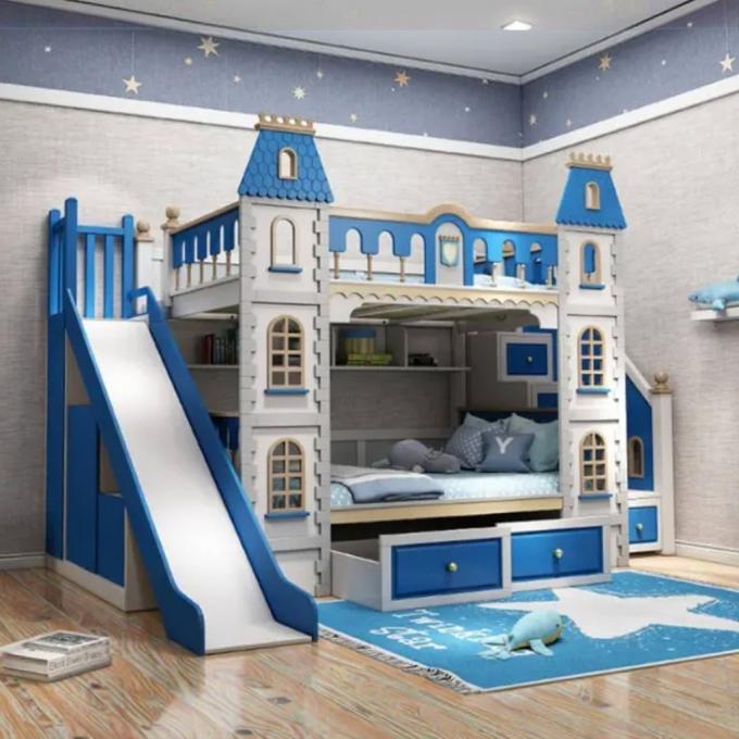 Imprescindible Muebles de Dormitorio Azules Cama Litera de Madera Maciza y MDF para Niños en Azul 3