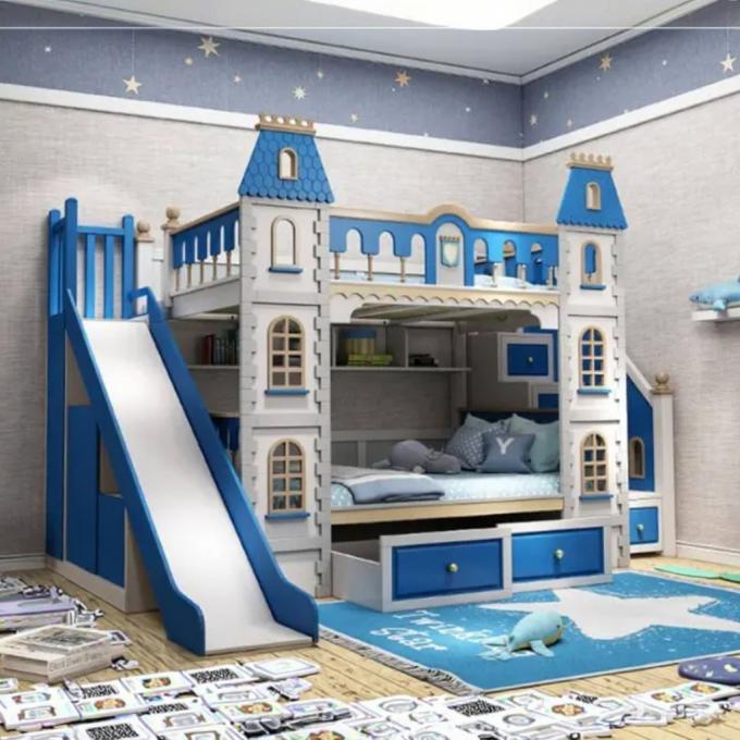 Imprescindible Muebles de Dormitorio Azules Cama Litera de Madera Maciza y MDF para Niños en Azul 4