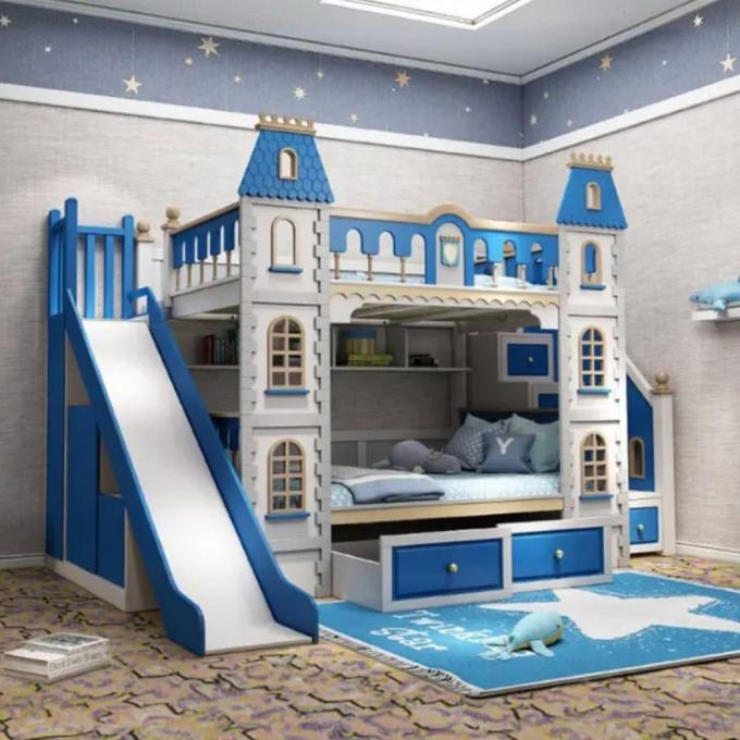 Imprescindible Muebles de Dormitorio Azules Cama Litera de Madera Maciza y MDF para Niños en Azul 5