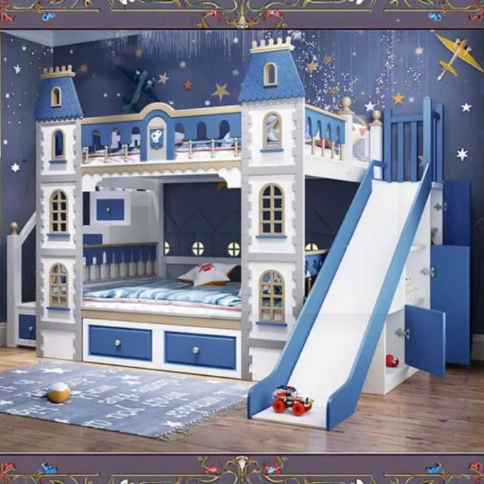 Imprescindible Muebles de Dormitorio Azules Cama Litera de Madera Maciza y MDF para Niños en Azul 9